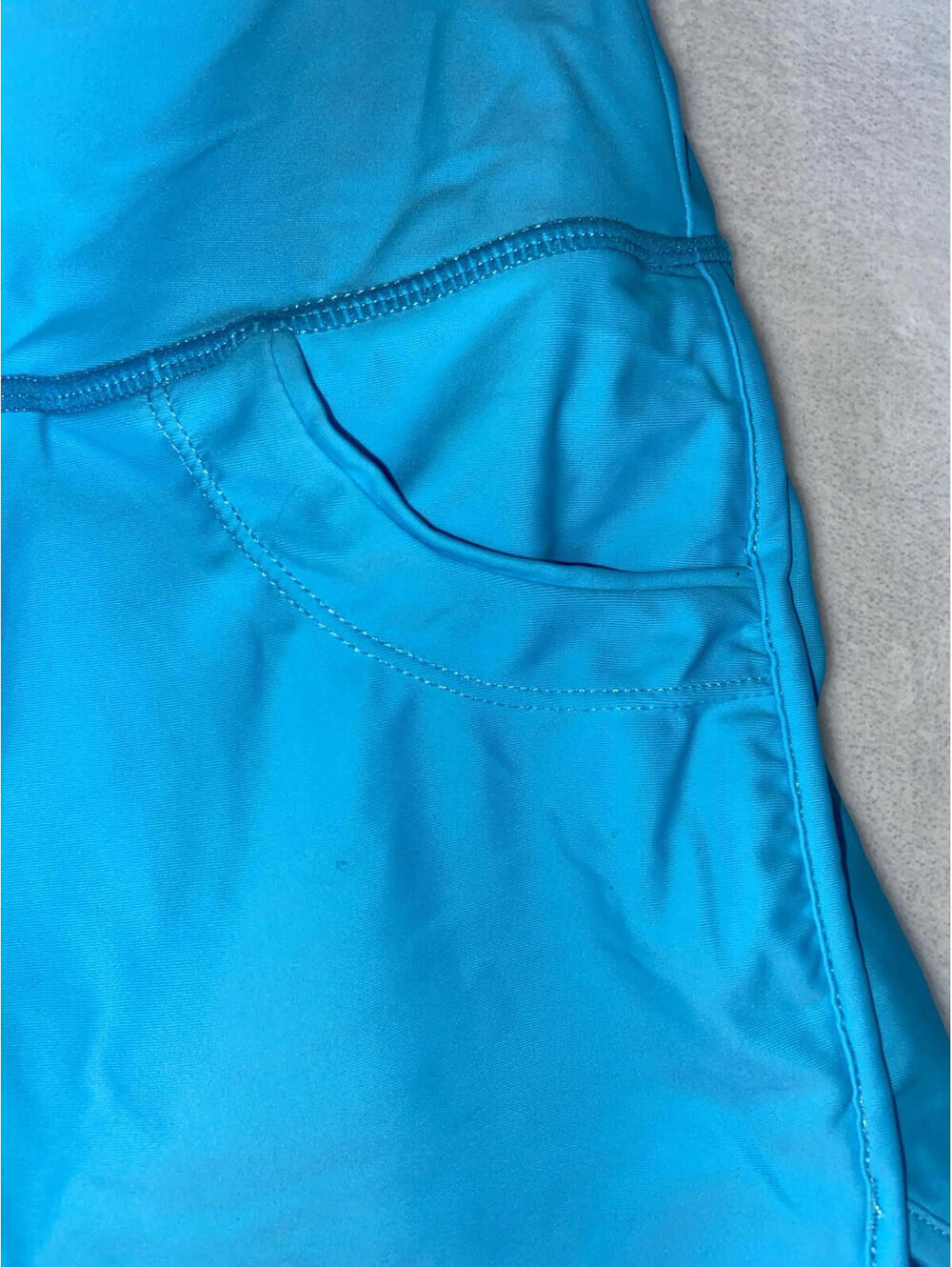 Gradual Women's XL Aqua Blue Lined Athletic Stretch Shorts High Waist 3” Inseam - Picture 3 of 12